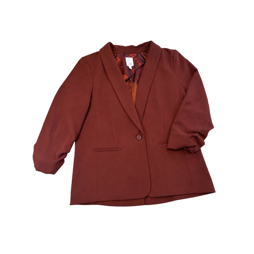 LC Lauren Conrad Burgundy Ruched 3/4 Sleeve Single Button Blazer XL